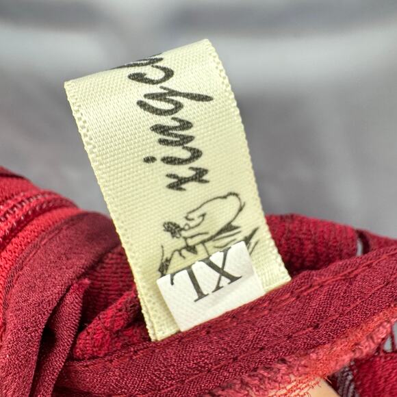 Xingchenkaiyi Red Lace Sheath Dress Womens XL 3/4 Sleeve Ruffle Hem Boat Neck - Picture 7 of 8